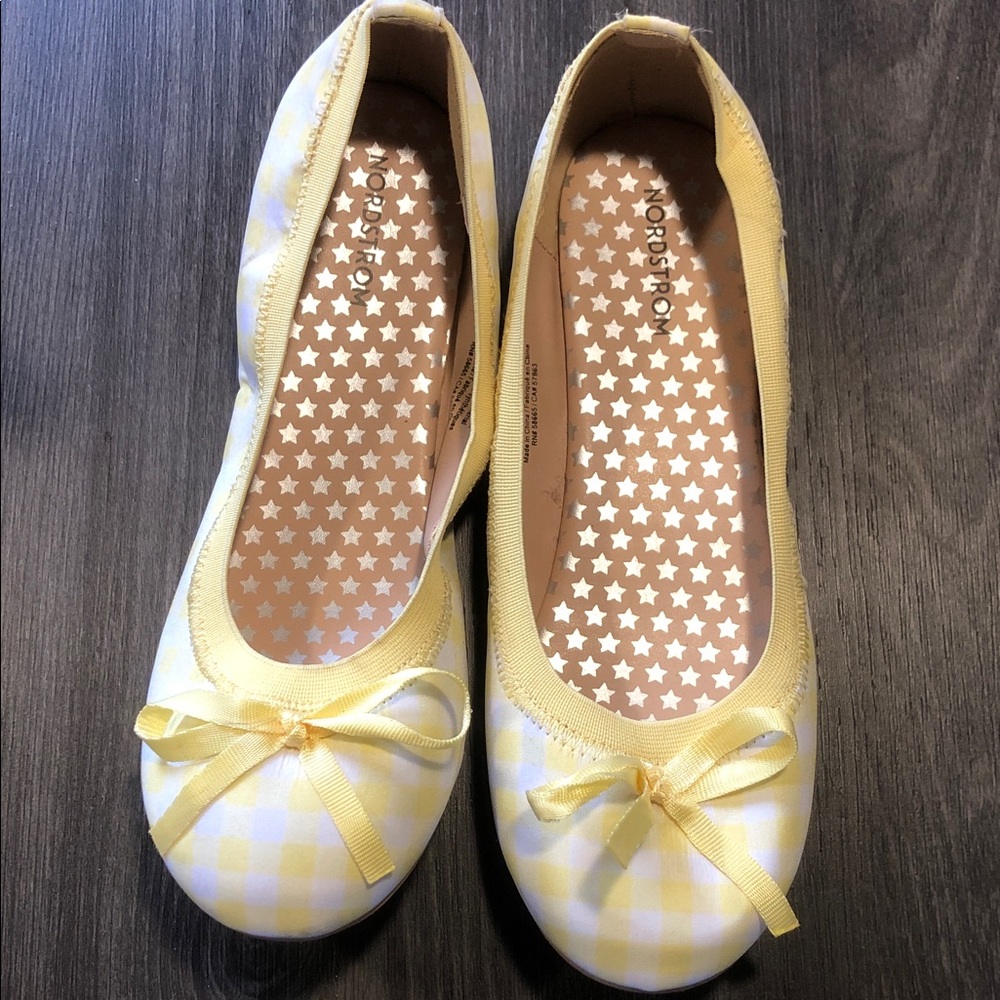 Nordstrom Yellow Gingham Ballet Flats with Bow
